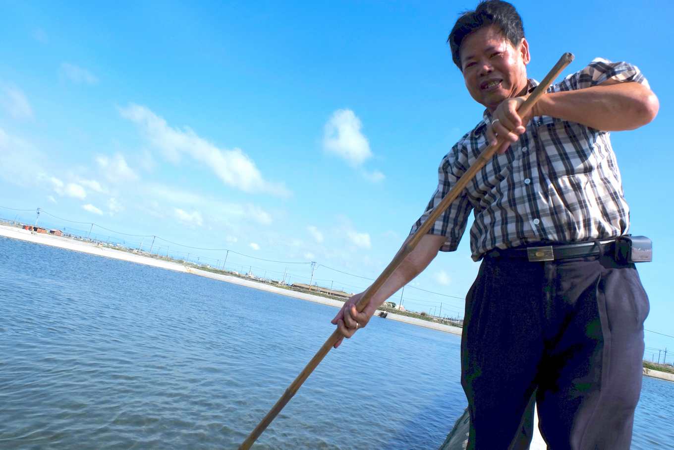 雲林口湖貝類繁殖協會理事長曾明村，爭取海水供應站的建設（攝影／蔡佳珊）