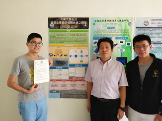 Winning team(from left ):Huang Da-Zhe,  Associate Professor Yang Zhao-Wang and Xu Zhi-Hao