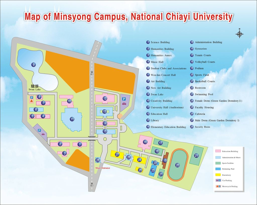 Map of Minsyong Campus, National Chiayi University